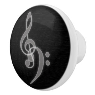 Bouton De Porte En Céramique Musique - Arbre et Bass Clef
