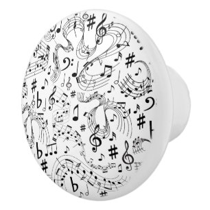 Bouton De Porte En Céramique Musique, notes musicales