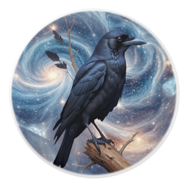 Bouton De Porte En Céramique Nature sauvage Corbeau d'oiseaux (Devant)