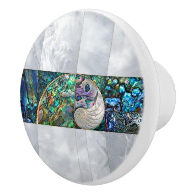 Bouton De Porte En Céramique Nautilus Shell - Abalone et Pearl (Droite)