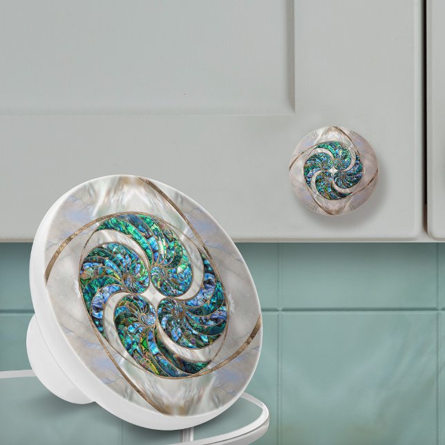 Bouton De Porte En Céramique Nautilus Shell - Abalone et Pearl (Créateur téléchargé)