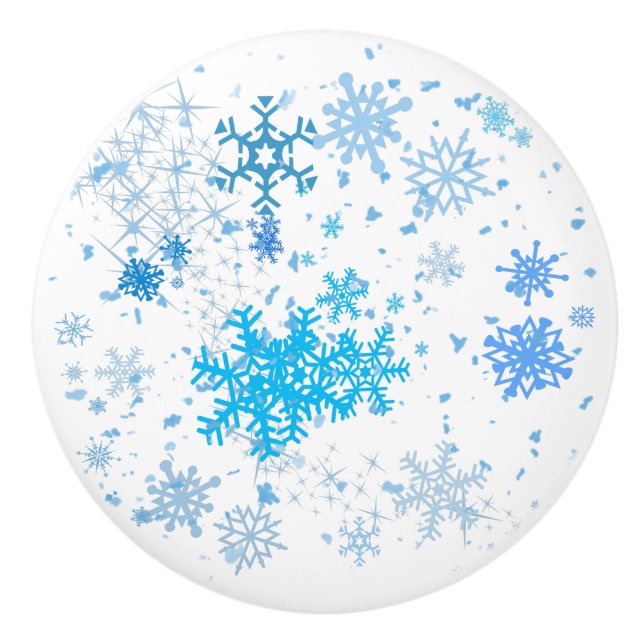 Bouton De Porte En Céramique Noël neige (Devant)