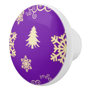 Bouton De Porte En Céramique Noël pourpre
