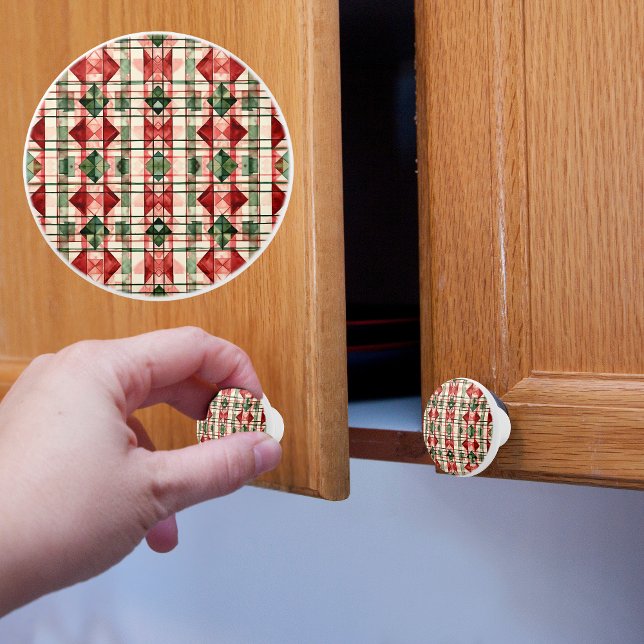 Bouton De Porte En Céramique Noël Rustique Motif de ferme (Créateur téléchargé)