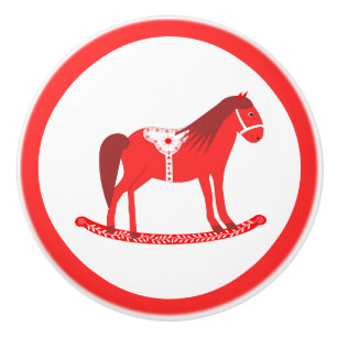 Bouton De Porte En Céramique Noël scandinave Cheval Rocking
