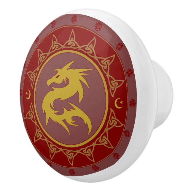 Bouton De Porte En Céramique Noeud 7 de dragon (Droite)