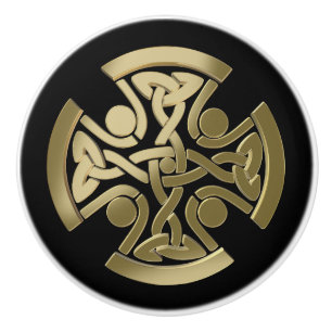 Bouton De Porte En Céramique Noeud d'or celtique