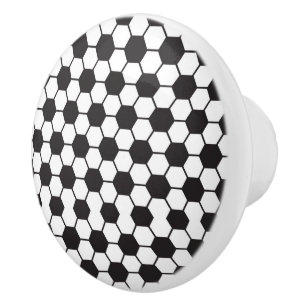 Bouton De Porte En Céramique Noir Blanc Soccer Motif Chic tendance