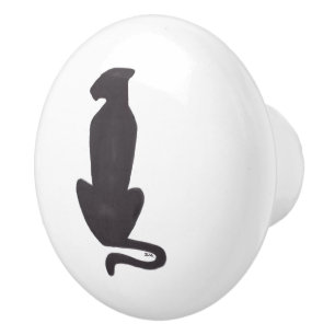 Bouton De Porte En Céramique Noir Cat Silhouette bouton en céramique