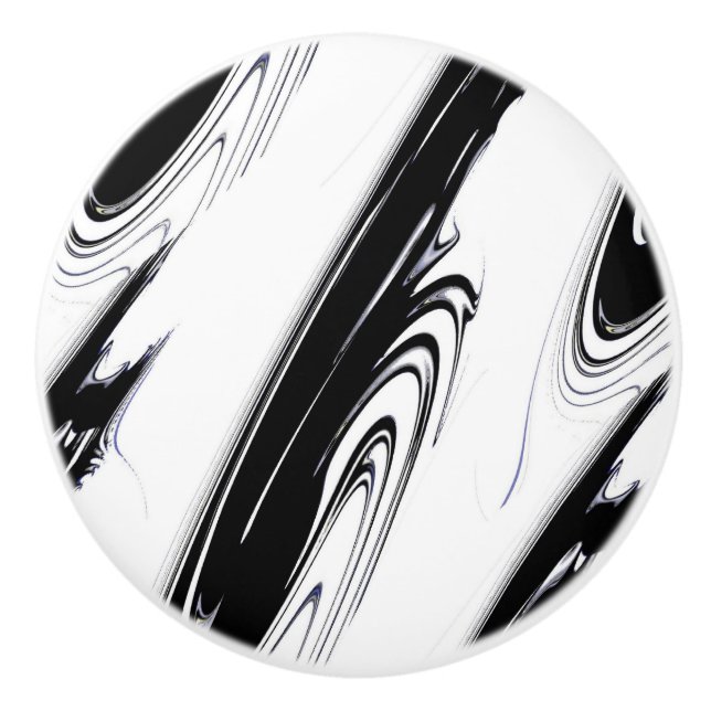 Bouton De Porte En Céramique Noir et blanc moderne (Devant)