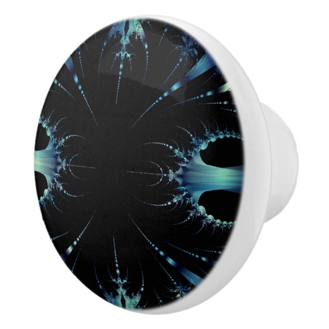 Bouton De Porte En Céramique Noir et bleu factice dentelle (Droite)