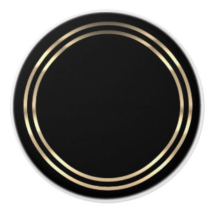 Bouton De Porte En Céramique Noir et or