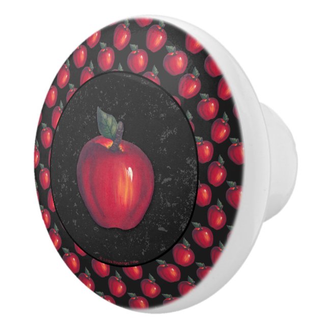 Bouton De Porte En Céramique Noir rouge de pommes (Droite)