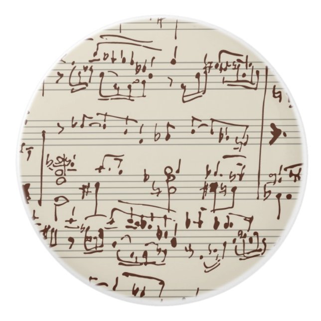 Bouton De Porte En Céramique Notes de musique (Devant)