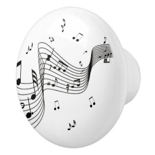Bouton De Porte En Céramique Notes musicales cool
