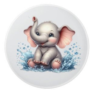 Bouton De Porte En Céramique Nursery éléphant bébé mignon