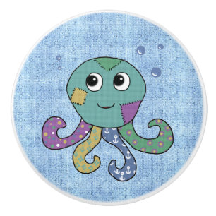 Bouton De Porte En Céramique Octopus à motif