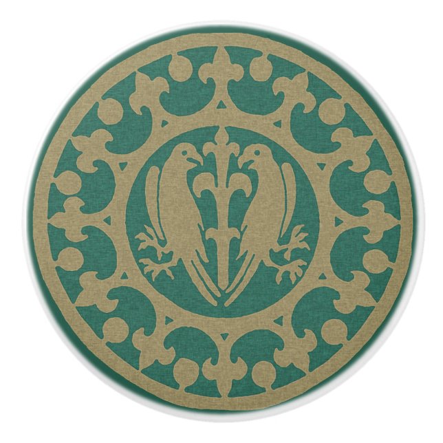 Bouton De Porte En Céramique Oiseaux médiévaux (Devant)