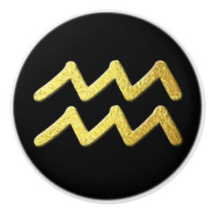 Bouton De Porte En Céramique Or Aquarius