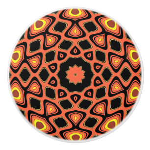 BOUTON DE PORTE EN CÉRAMIQUE ORANGE DU SOLEIL