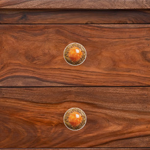 Bouton De Porte En Céramique Orange Orange Brown doré orbe