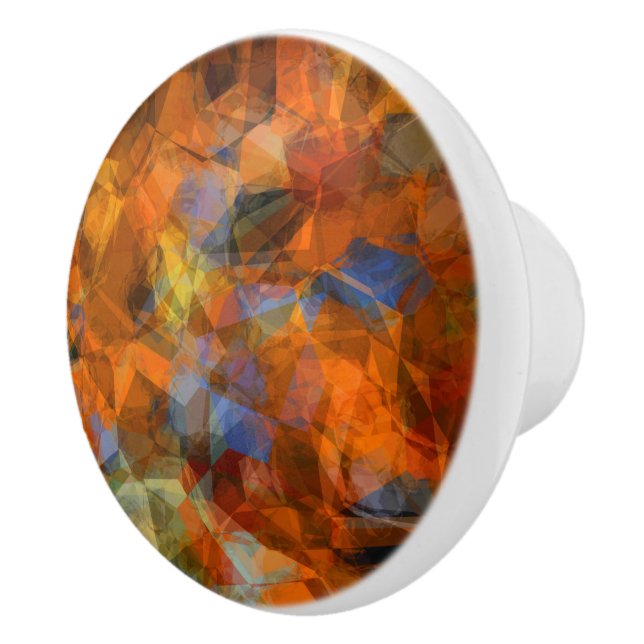 Bouton De Porte En Céramique Orange rouillé Conception abstraite moderne (Droite)