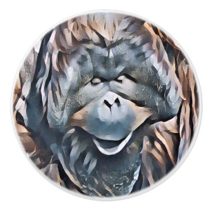 BOUTON DE PORTE EN CÉRAMIQUE ORANGUTAN