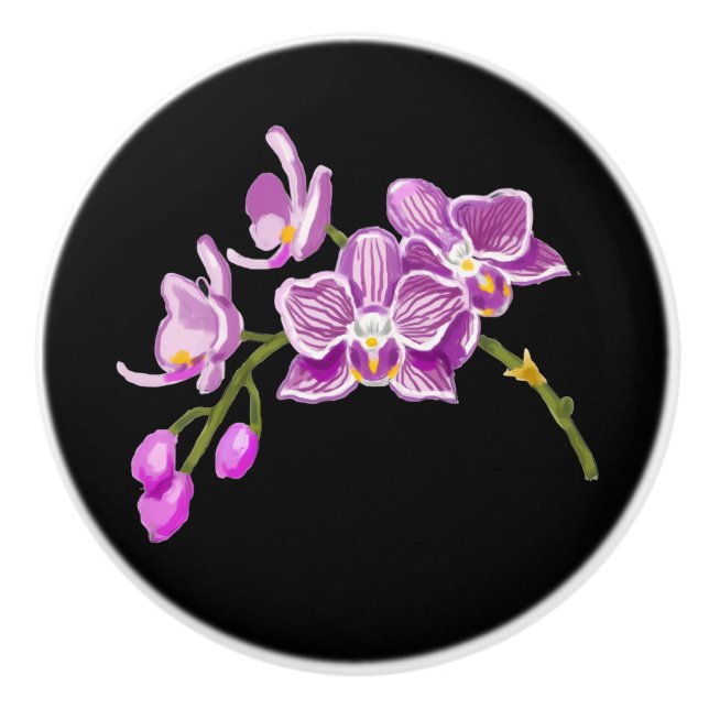 Bouton De Porte En Céramique Orchids (Devant)