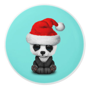 Bouton De Porte En Céramique Ours panda de bébé utilisant un casquette de Pè