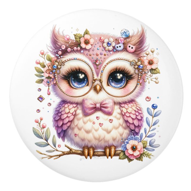 BOUTON DE PORTE EN CÉRAMIQUE OWLS EXTRAORDINAIRES (Devant)