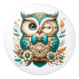 BOUTON DE PORTE EN CÉRAMIQUE OWLS EXTRAORDINAIRES