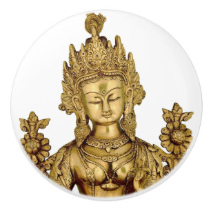 Bouton De Porte En Céramique Paix bouddhiste d'art du Thibet de yoga de déesse
