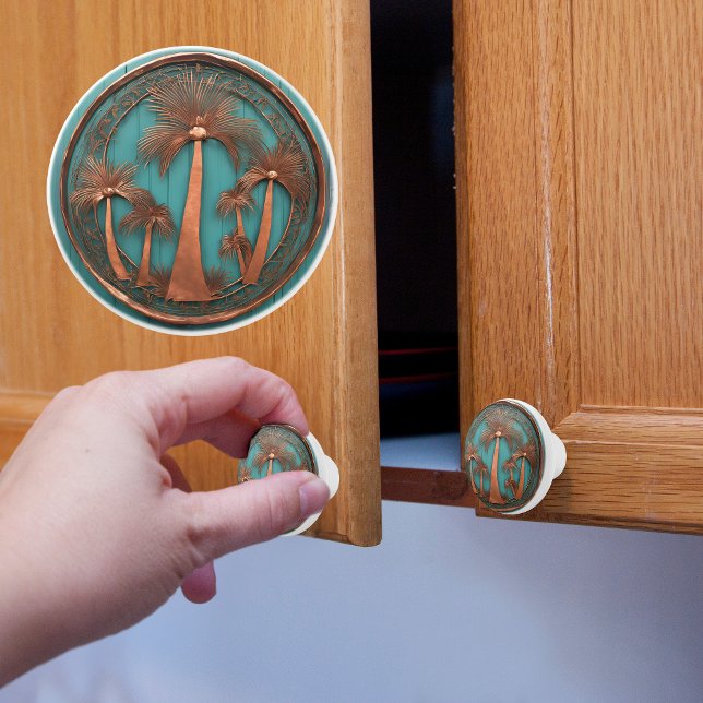 Bouton De Porte En Céramique Palmiers en cuivre (Créateur téléchargé)