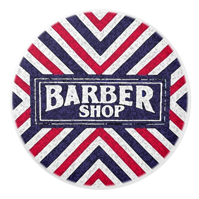 Bouton De Porte En Céramique Panneau Barbershop (Devant)