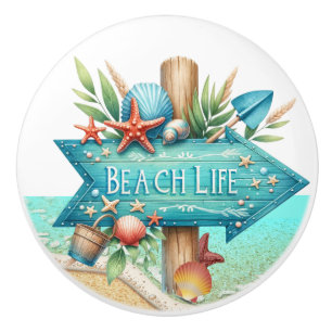 Bouton De Porte En Céramique Panneau de plage Ceramic Knob