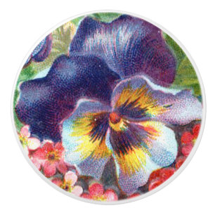 Bouton De Porte En Céramique Pansy Flower Knob Pull