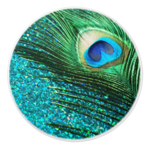 Bouton De Porte En Céramique Paon d'Aqua