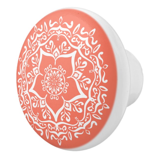 Bouton De Porte En Céramique Papaya Mandala (Droite)