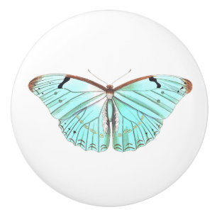 Bouton De Porte En Céramique Papillon d'Aqua