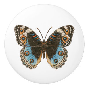 Bouton De Porte En Céramique Papillon Pansy Bleu