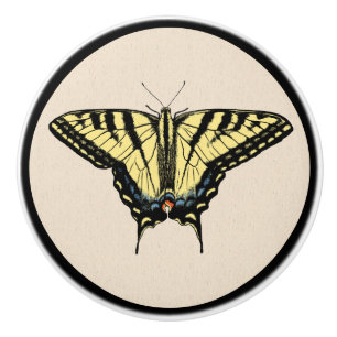 Bouton De Porte En Céramique Papillon Southwestern jaune Swallowtail