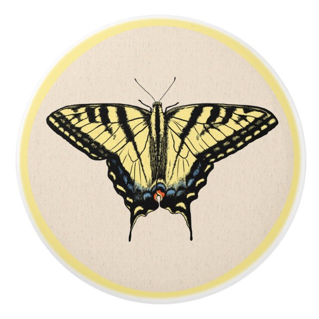 Bouton De Porte En Céramique Papillon Southwestern jaune Swallowtail (Devant)