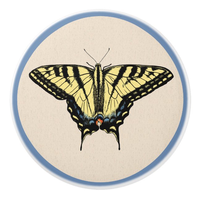Bouton De Porte En Céramique Papillon Southwestern jaune Swallowtail (Devant)