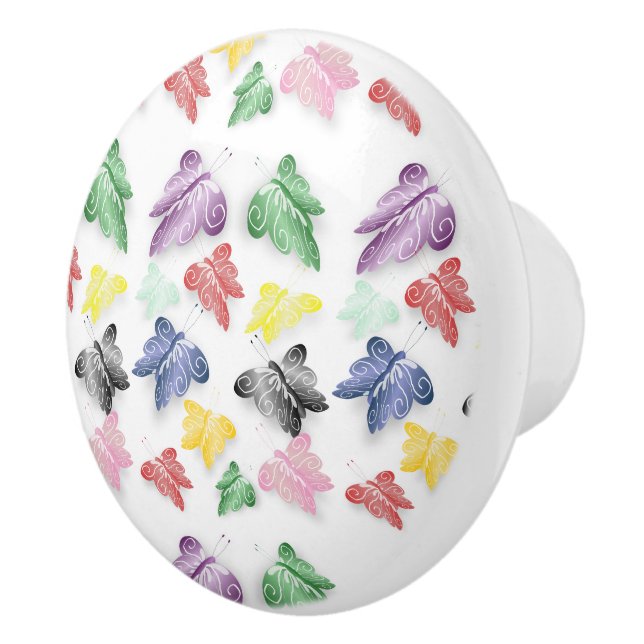 Bouton De Porte En Céramique Papillons (Droite)