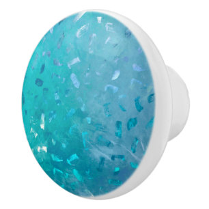 Bouton De Porte En Céramique Parties scintillant bleue