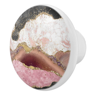 Bouton De Porte En Céramique Parties scintillant d'or rose blanc noir marbre d'