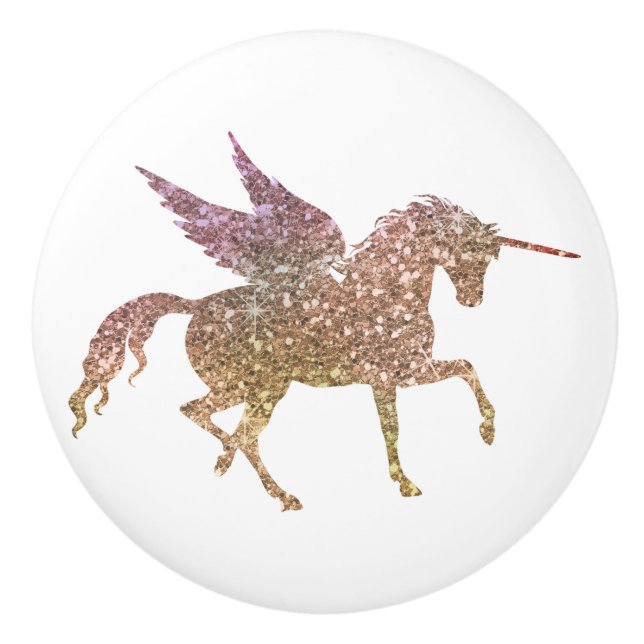 Bouton De Porte En Céramique Parties scintillant Flying Unicorn Magique Sparkle (Devant)