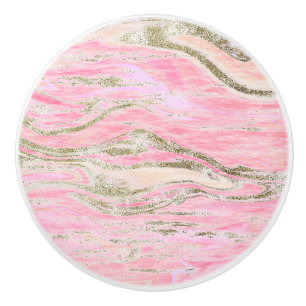 Bouton De Porte En Céramique Parties scintillant rose or  marbre Motif design é