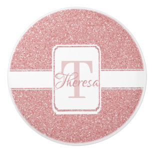Bouton De Porte En Céramique Parties scintillant rose Personnalisé en céramique