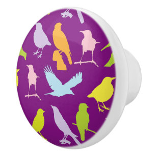 Bouton De Porte En Céramique Pastel Coloured Variété d'oiseaux Motif